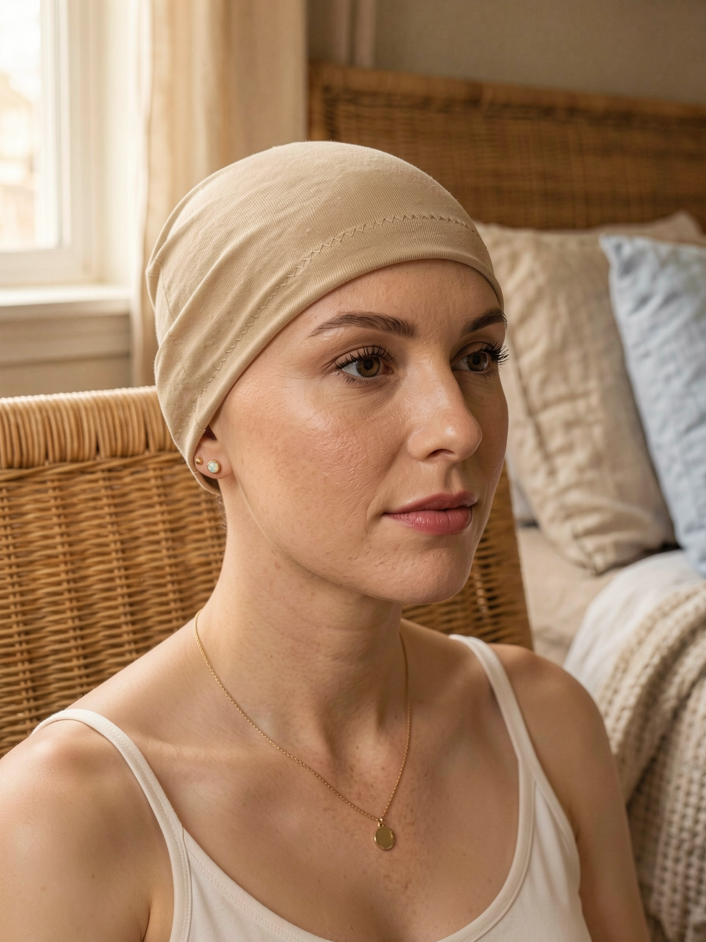 Soft lightweight comfortable chemo sleep hat/sleep cap - Chrissy Caramel