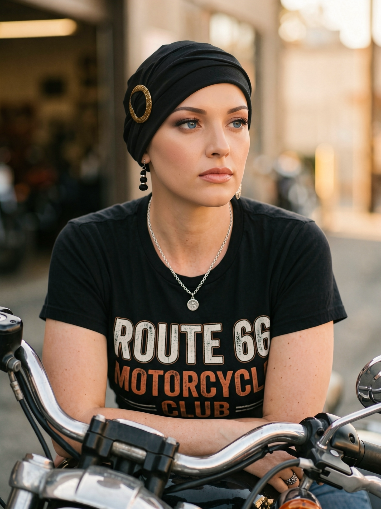 Soft chemo hat and removable sparkle buckle headband - Sophie black gold