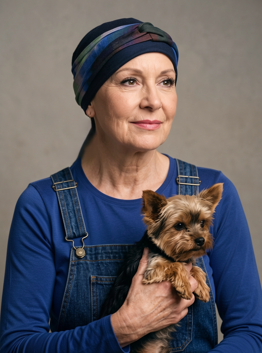 Soft womens chemo hat with interchangable twist headband - Tina navy blue haze