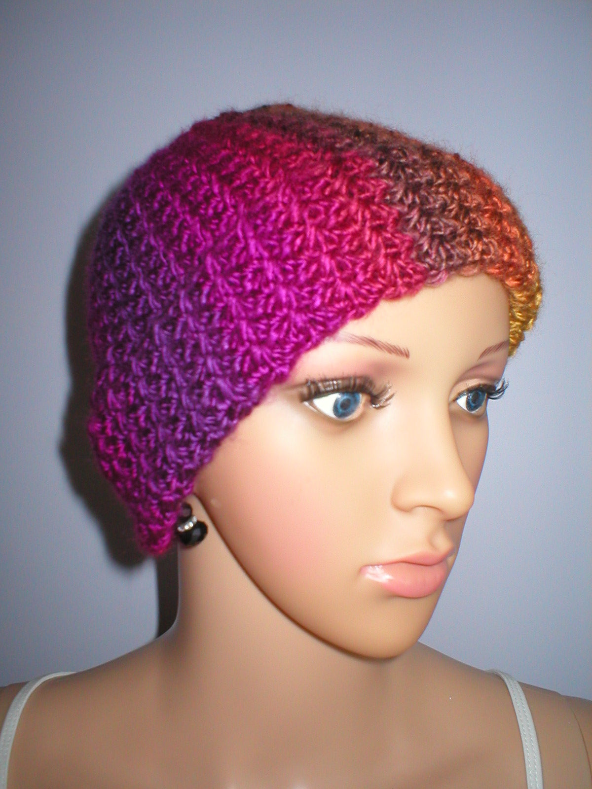 Hand crochet chemo heanie with turn up - Fantasy