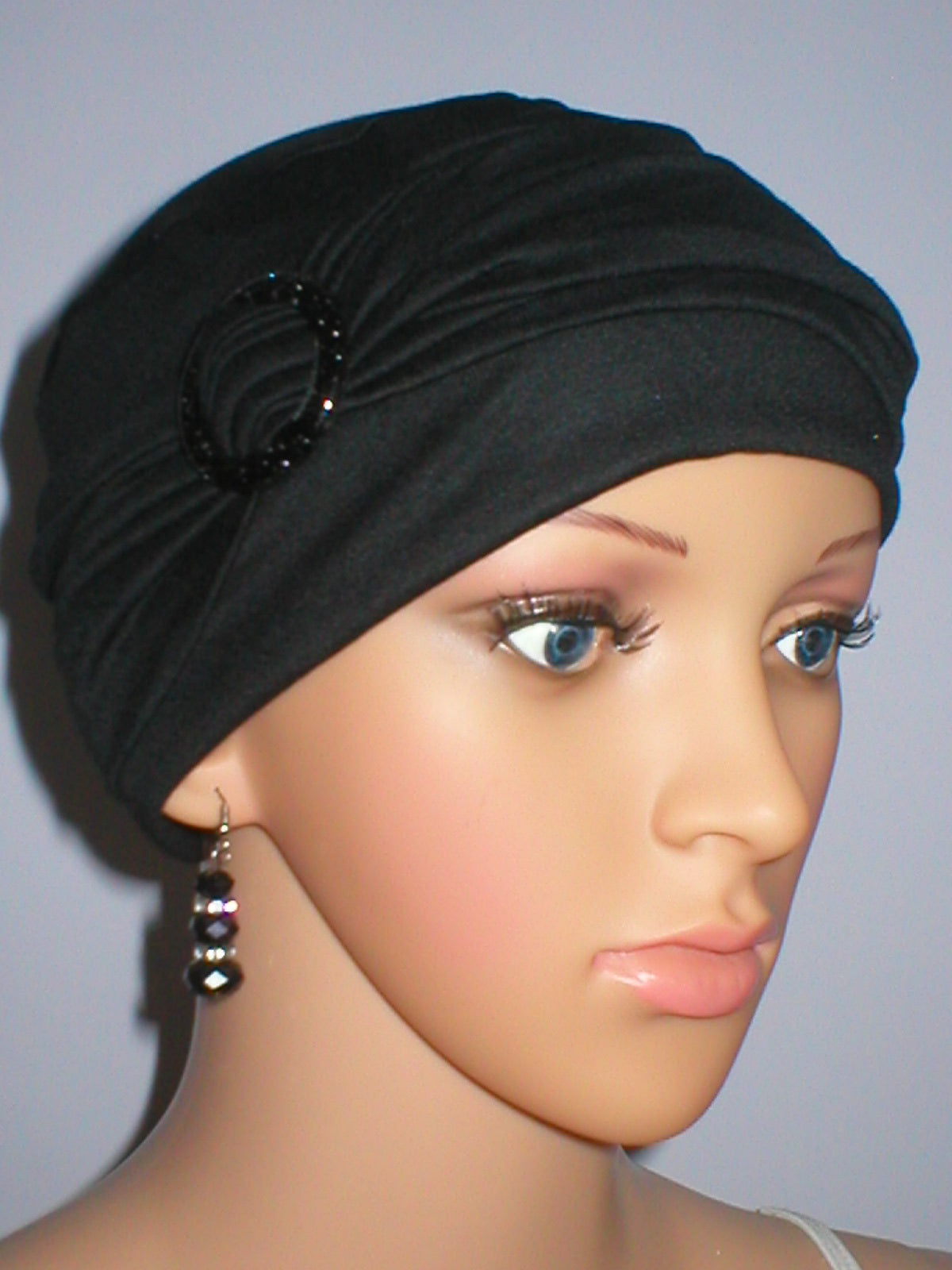 Soft jersey chemo hat and sparkly headband - Sophie black black