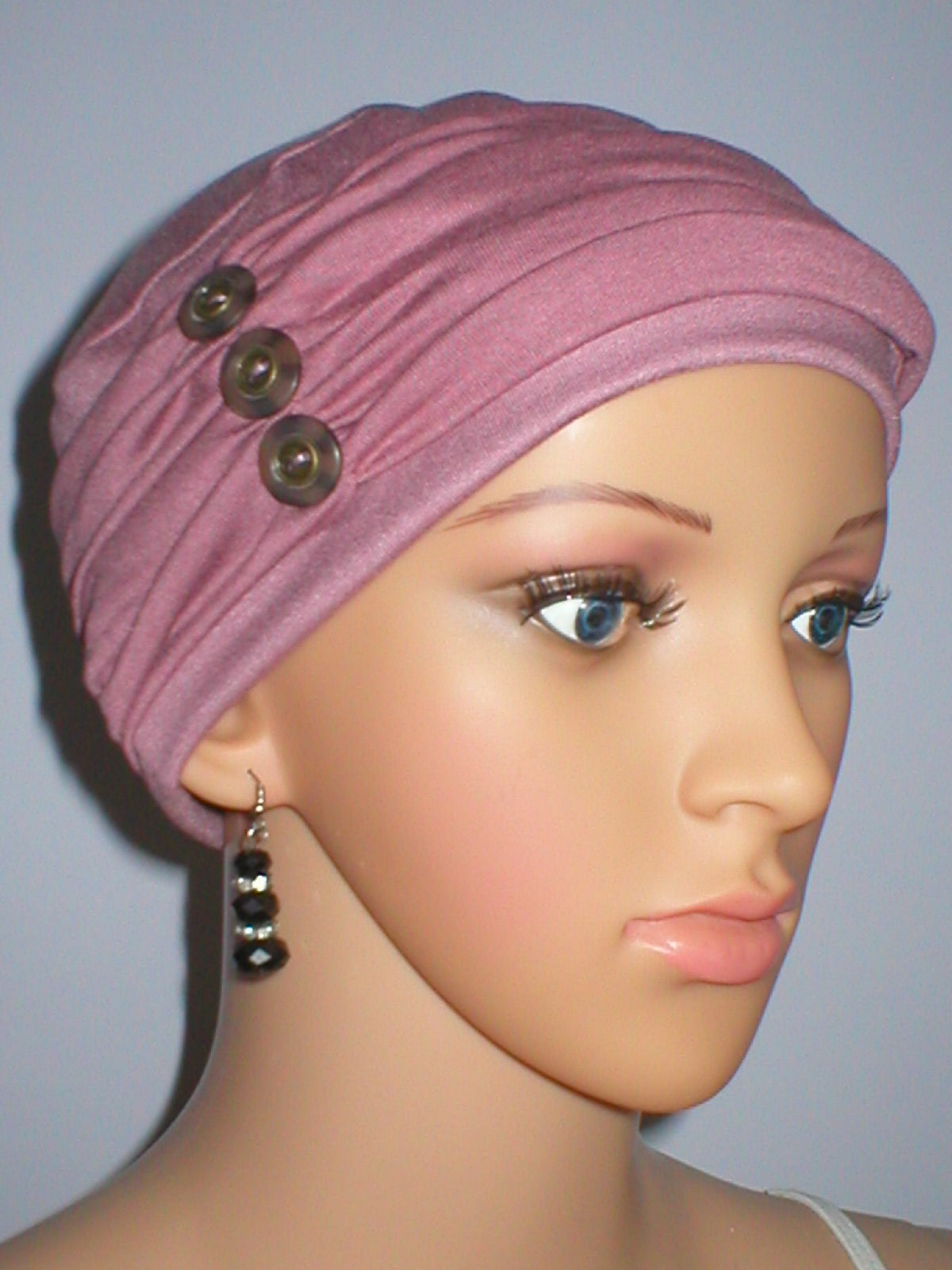 Soft comfortable chemo hat and removable tri button headband - Billie rose