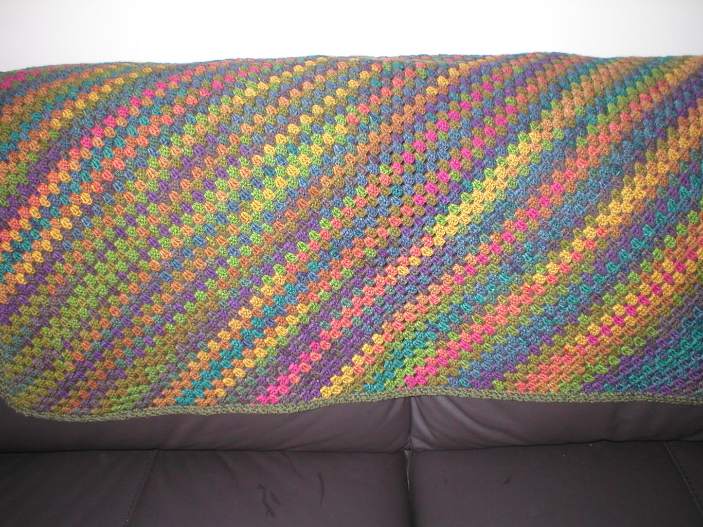 Soft hand crocheted lap blanket - Pepper 34x34 inches