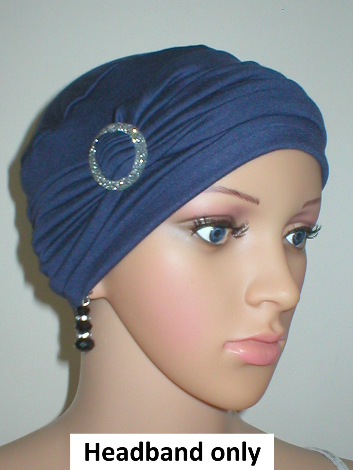 Soft jersey headband with buckle - chemo hat accessory - Sophie steel silver