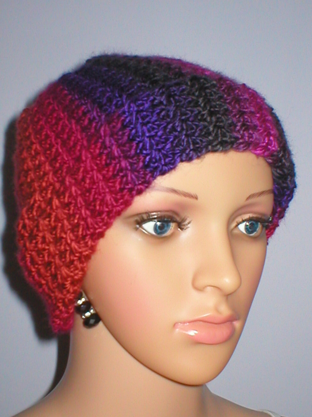 Supersoft hand crochet beanie with turn up - Hibiscus