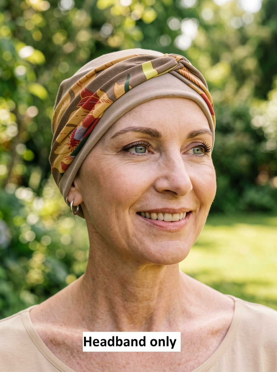 Soft jersey patterned twist chemo headband - Sara sunflowers