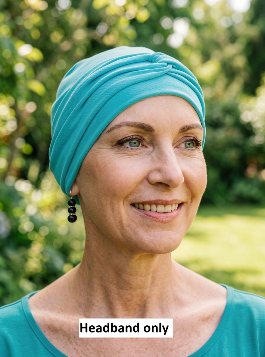 Soft twist jersey headband - chemo hat acessory - Emma Aqua
