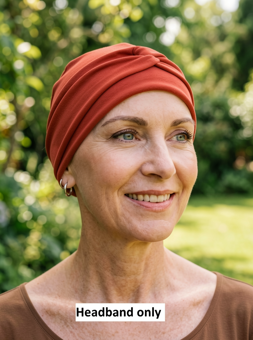 Soft jersey twist chemo headband - Emma copper
