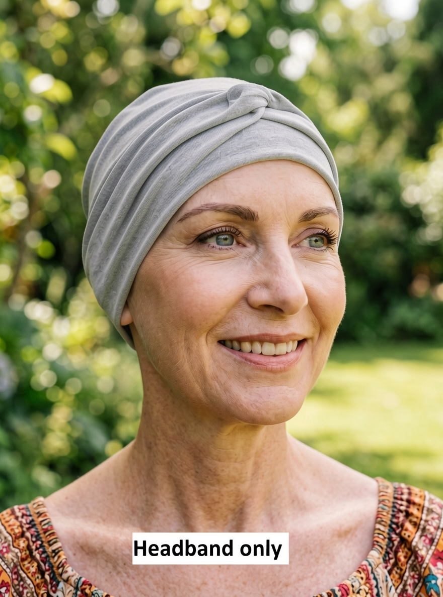Soft jersey twist chemo headband - Light grey marl