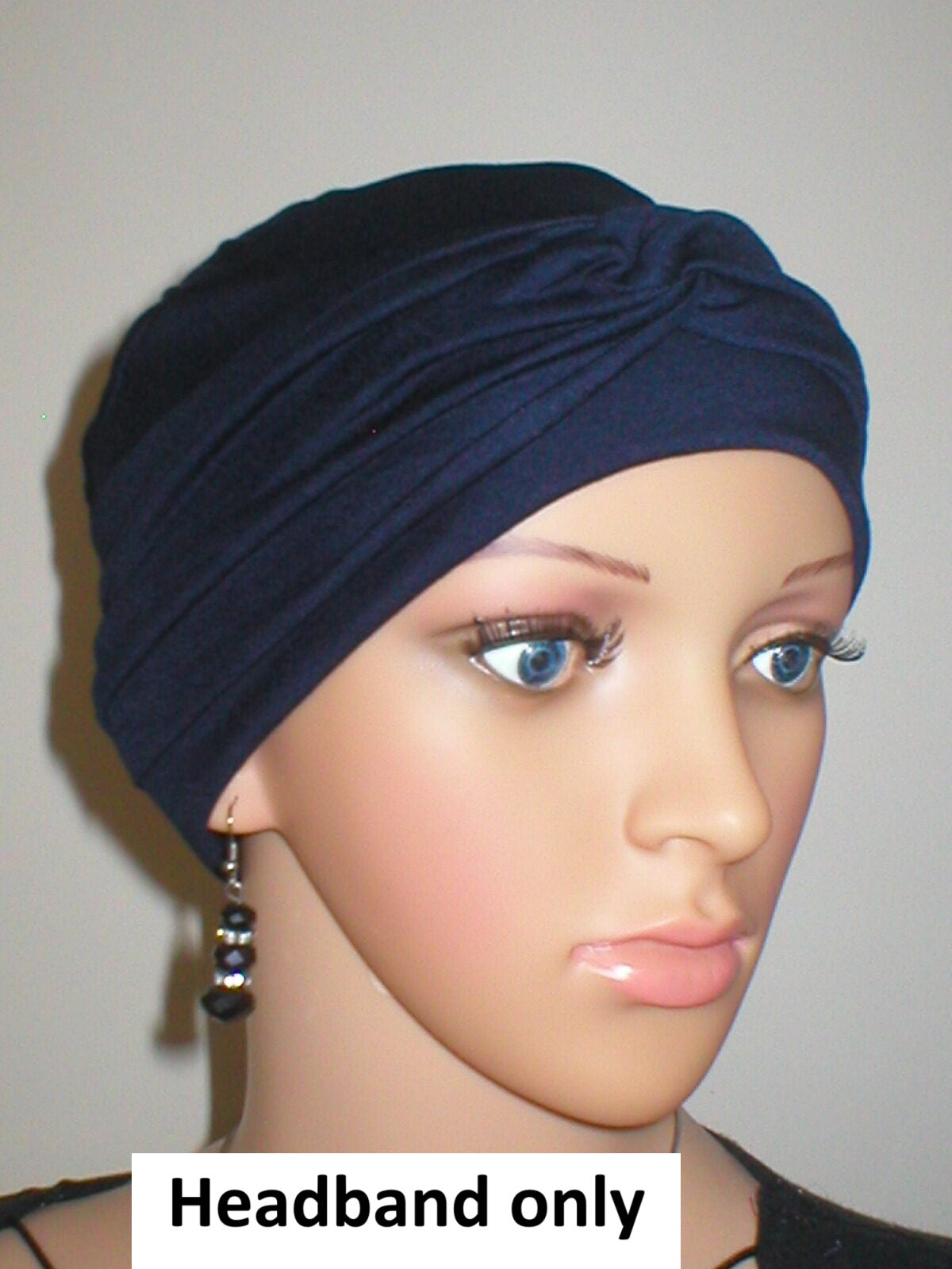 Soft plain colour twist jersey headband - Emma navy