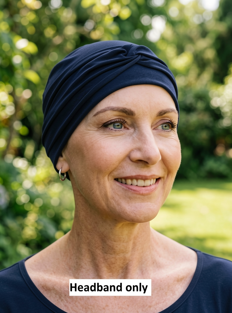 Soft plain colour twist jersey headband - Emma navy