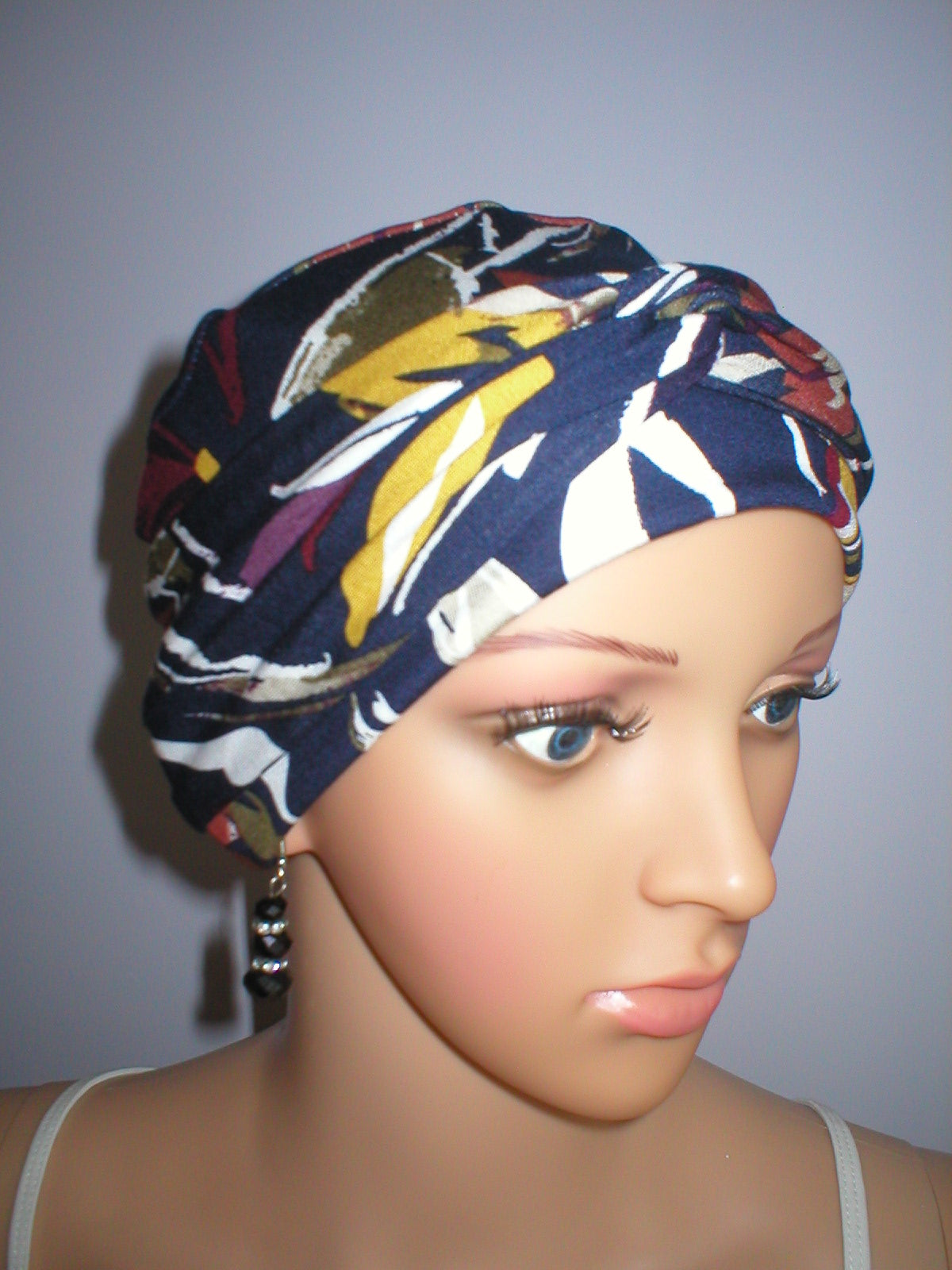 Soft jersey chemo hat and twist headband - Kiera navy lily