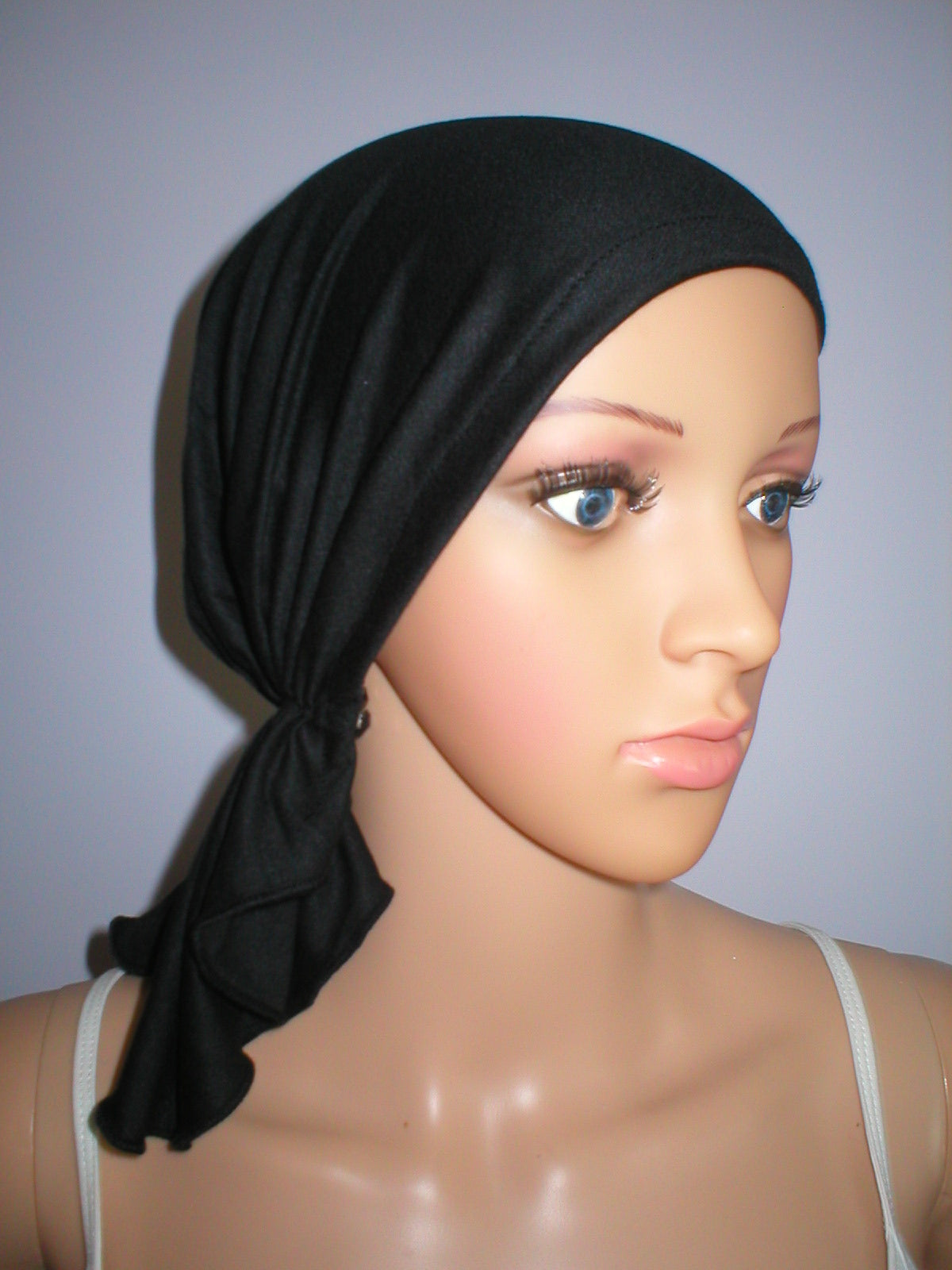 Soft lightweight jersey chemo bandana - pre tied chemo scarf - Kiki black