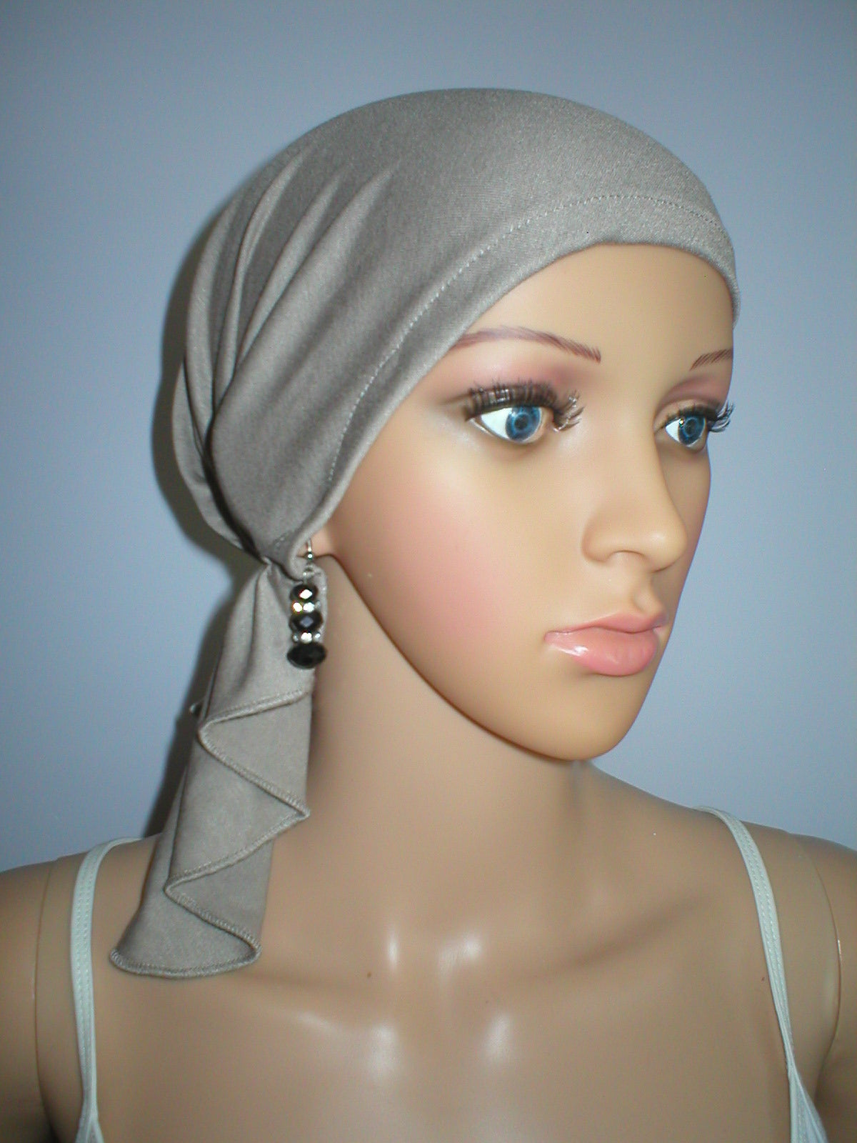 Soft lightweight jersey chemo bandana - pre tied chemo scarf - Kiki cappuccino