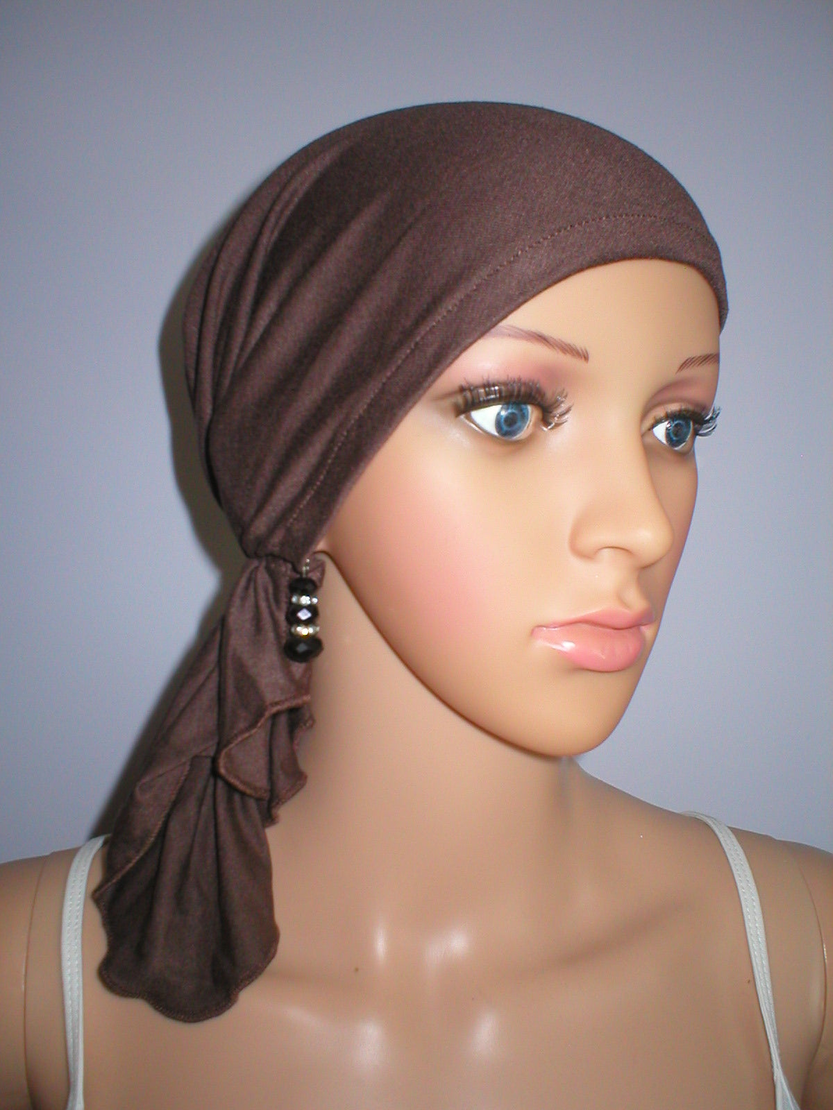 Soft lightweight jersey chemo bandana - pre tied chemo scarf - Kiki brown