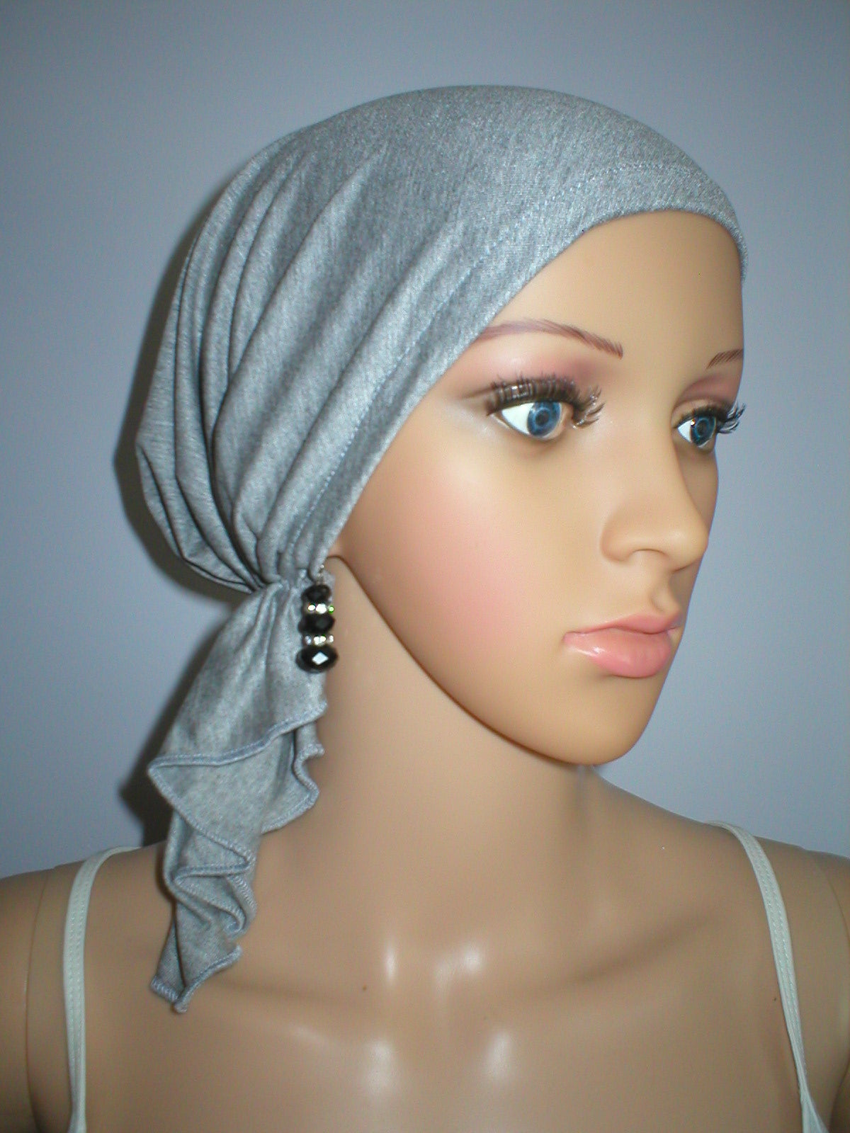 Soft lightweight jersey chemo bandana - pre tied chemo scarf - Kiki light grey marl