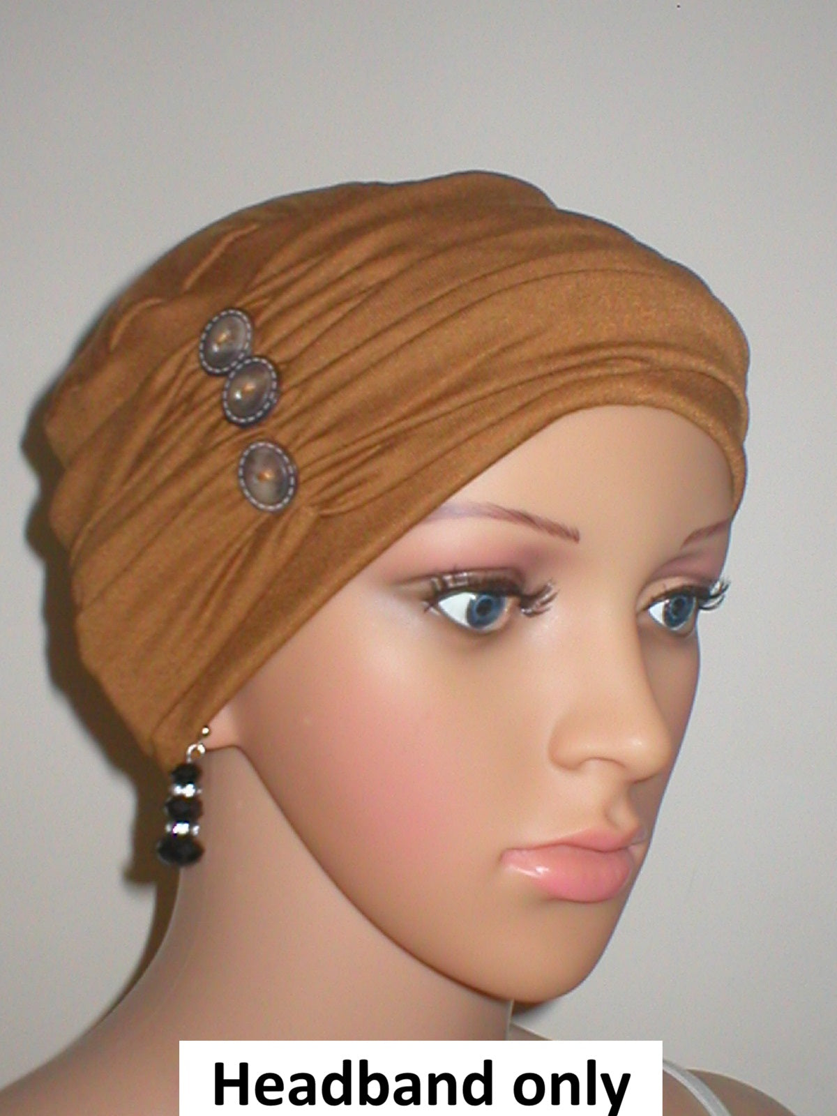 Soft jersey headband with buttons - chemo hat accessory - Millie ochre