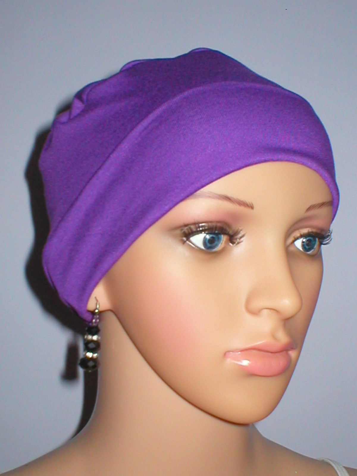 Soft comfortable base chemo hat for cancer and alopecia - Olivia purple