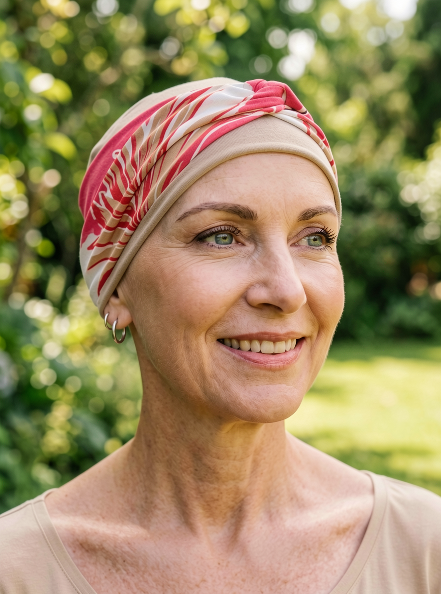 Soft twist jersey headband - chemo hat accessory - Sara persimmon palm
