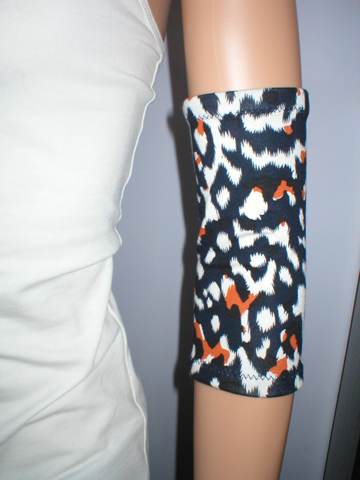 Premium patterned large picc line sleeves - Navy white cheetah