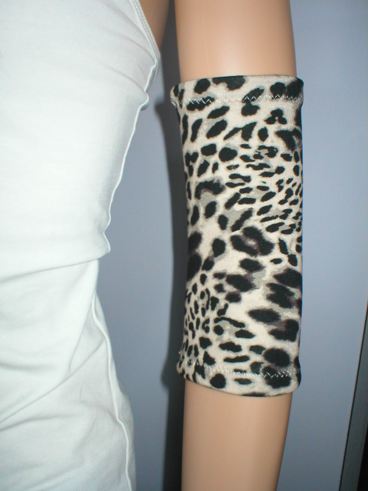 Extra small premium patterned picc line covers - picc line sleeves - Cream black leopard