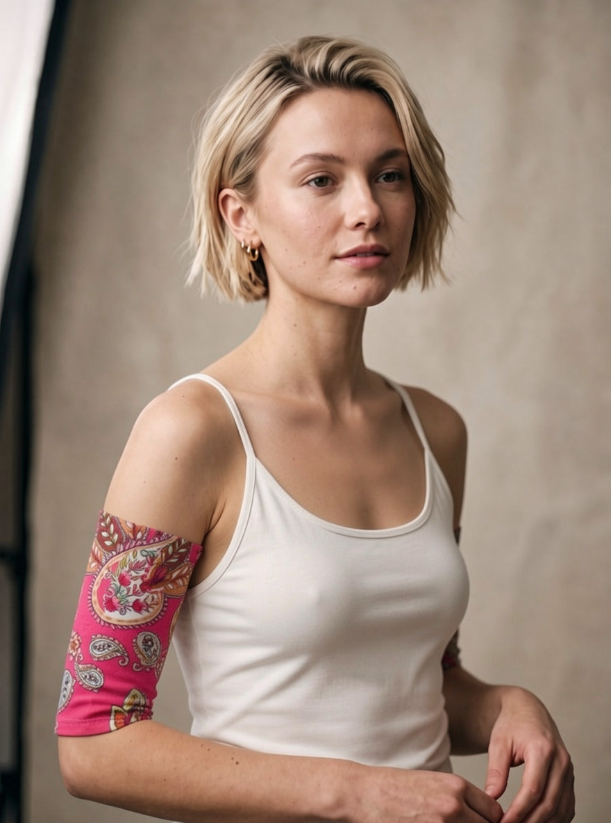 Extra small premium patterned picc line covers - picc line sleeves - Pink paisley