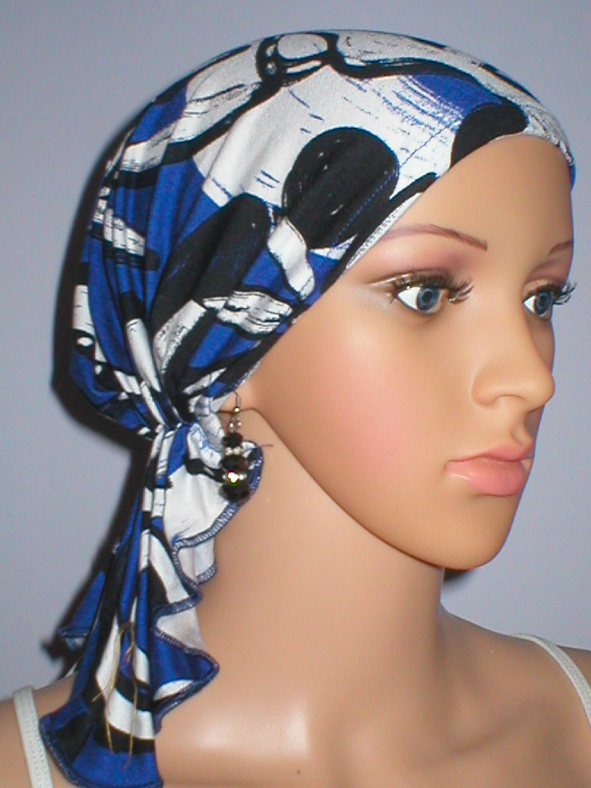 Soft lightweight jersey chemo bandana - pre tied chemo scarf - Pippa royal art