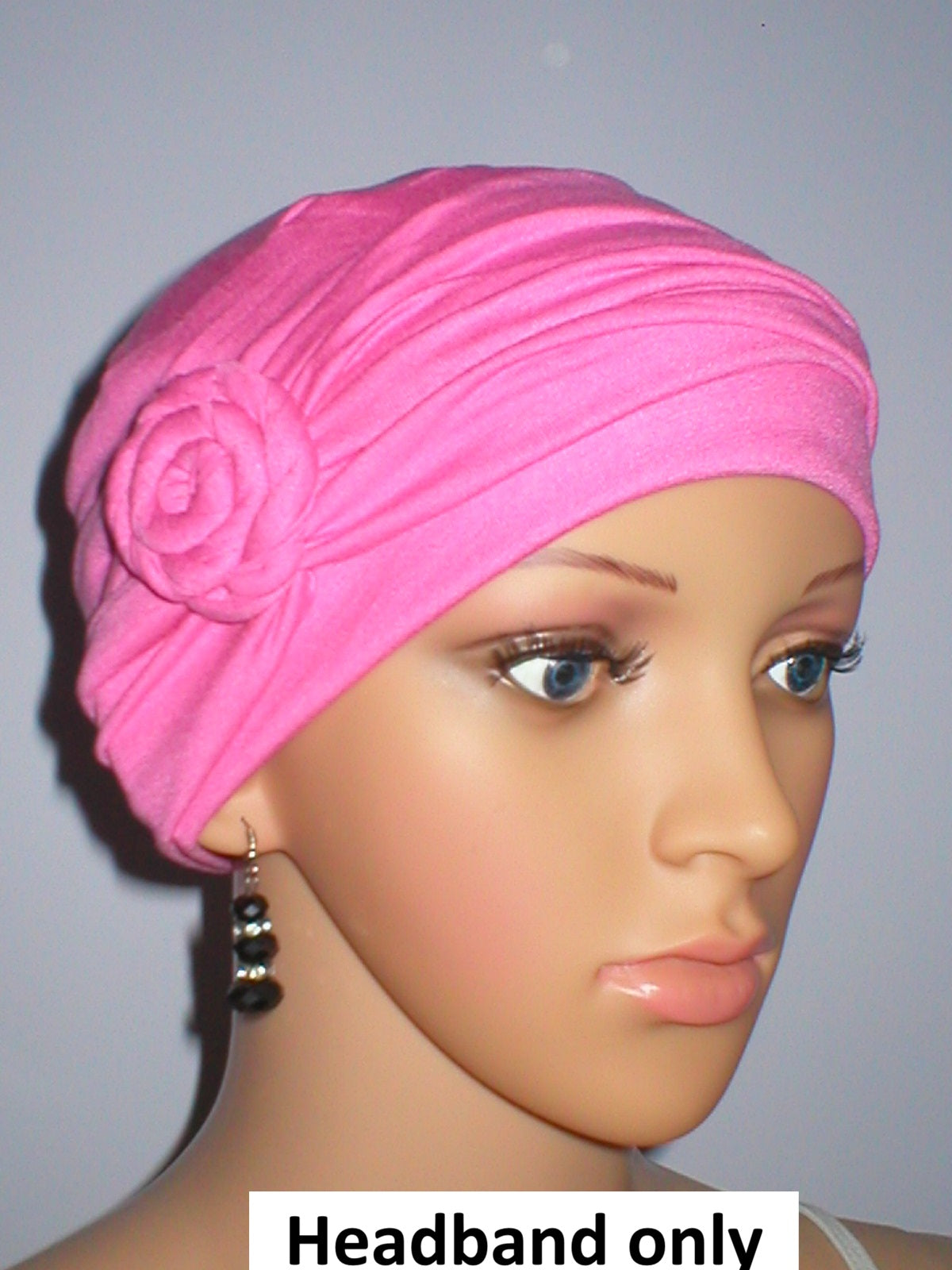 Soft jersey headband with buttons - chemo hat accessory - Rosa candy