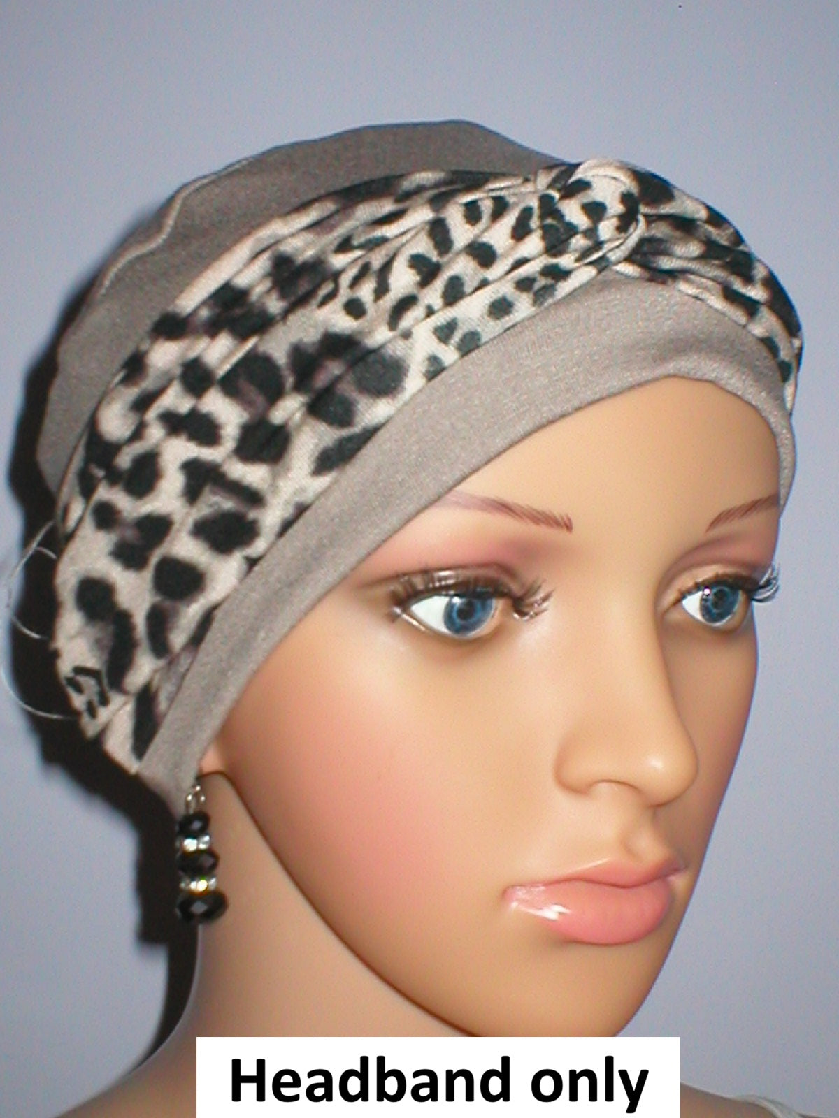 Soft jersey twist headband - chemo headwear accessory - Sara cream black leopard