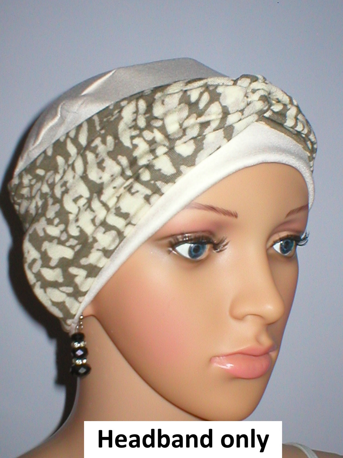 Soft twist jersey headband - chemo headwear accessory - Sara cream taupe pebbles
