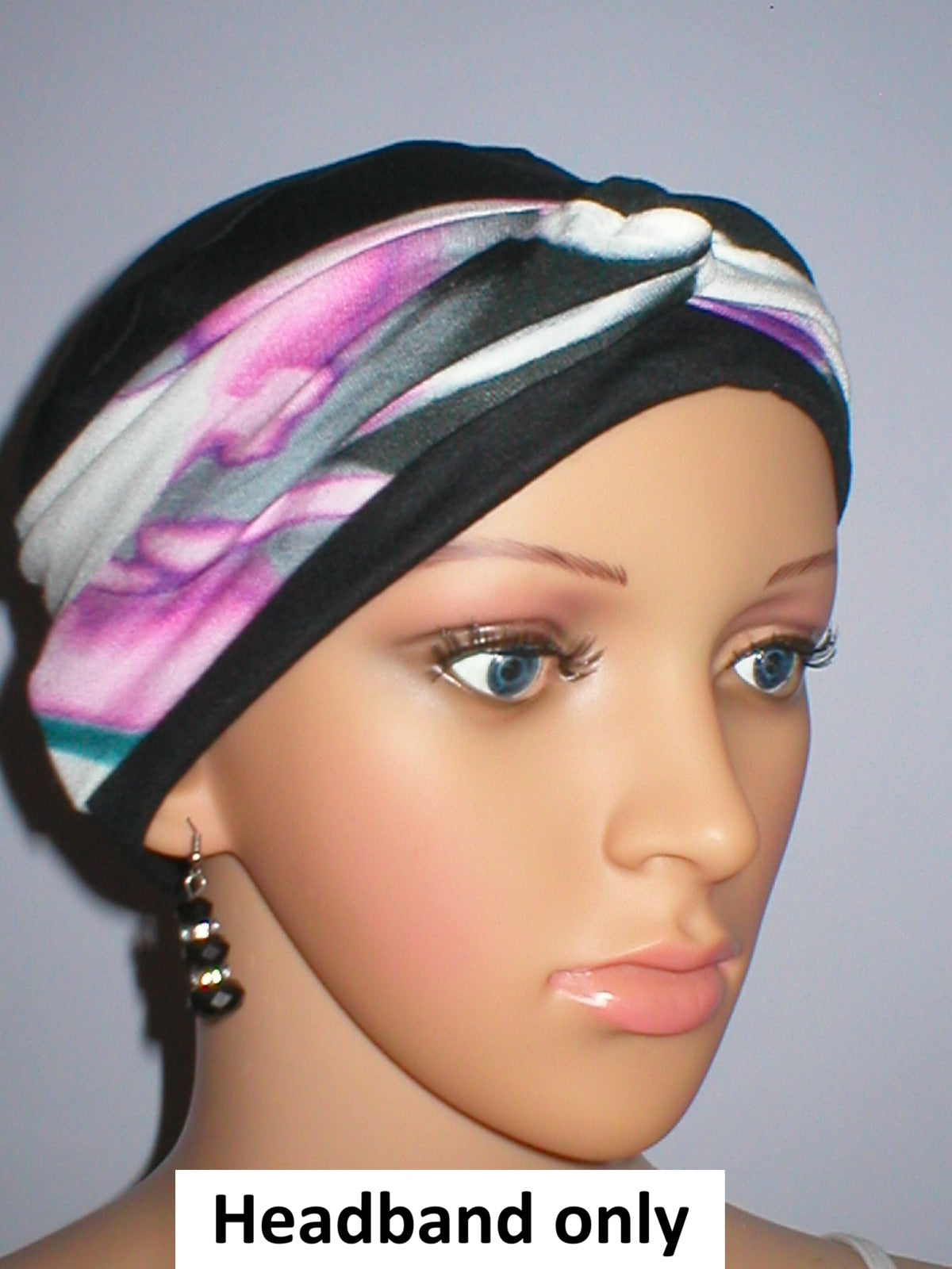 Soft twist jersey headband - chemo headwear accessory - Sara pink grey haze