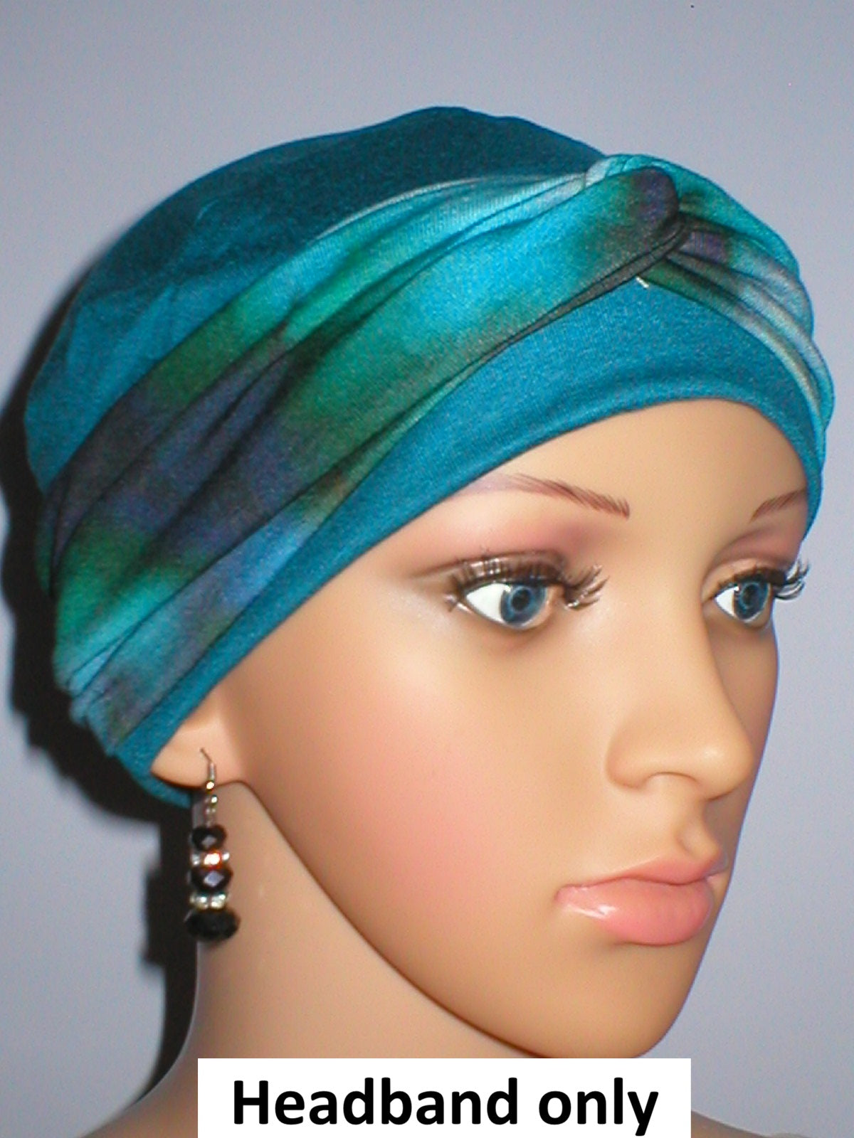 Soft twist jersey headband - chemo headwear accessory - Sara teal haze