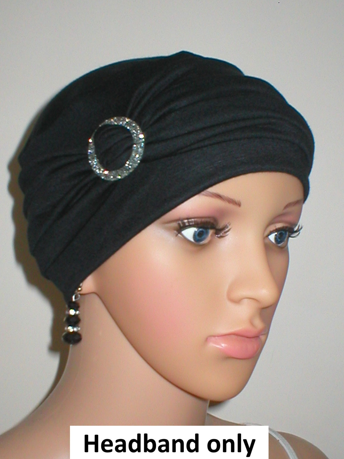 Soft jersey buckle headband - chemo hat accessory - Sophie black silver