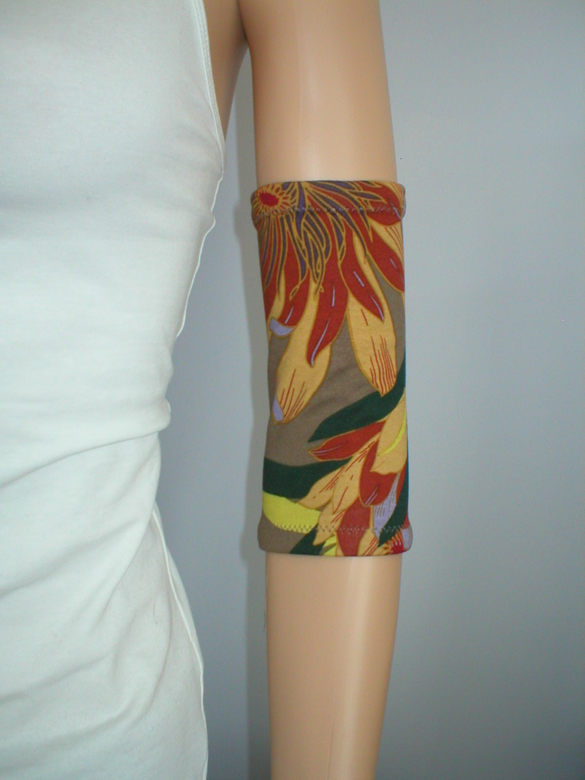 Extra small premium patterned picc line covers - picc line sleeves - Mocha sunflowers