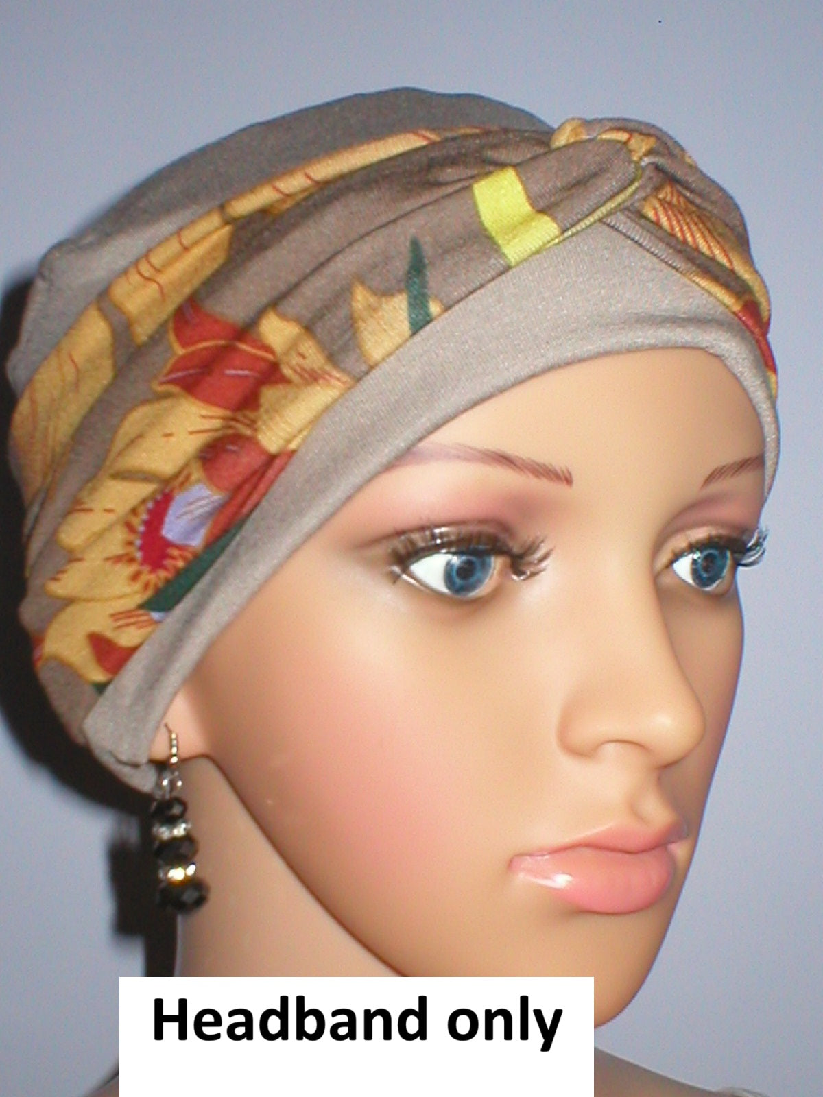 Soft jersey patterned twist chemo headband - Sara sunflowers