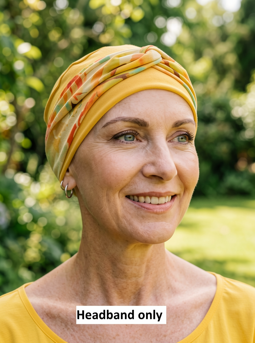 Soft jersey twist headband - chemo headwear accessory - Sara sunshine floral