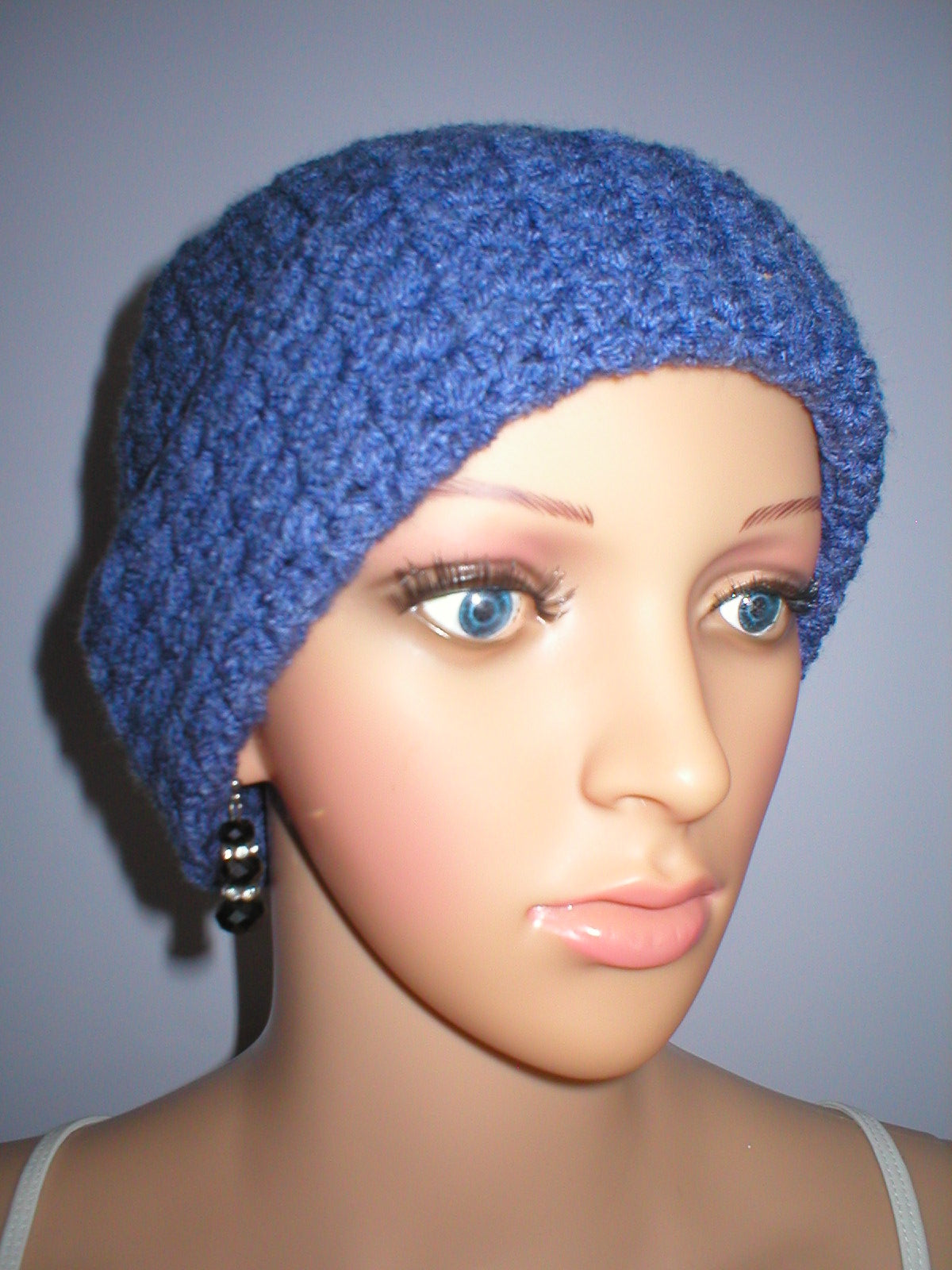Supersoft hand crochet chunky beanie with turn up - Jeans
