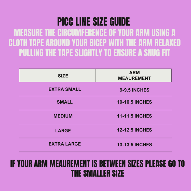 Large picc line sleeves for chemo ports/ diabetes monitors etc.