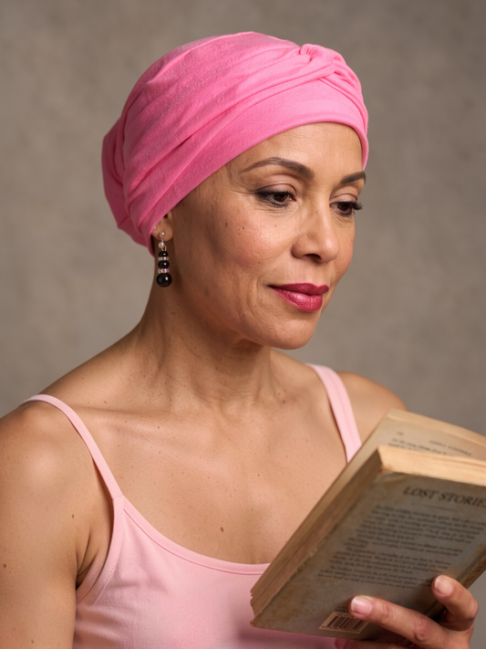 Soft jersey chemo hat and twist headband - Suzie candy