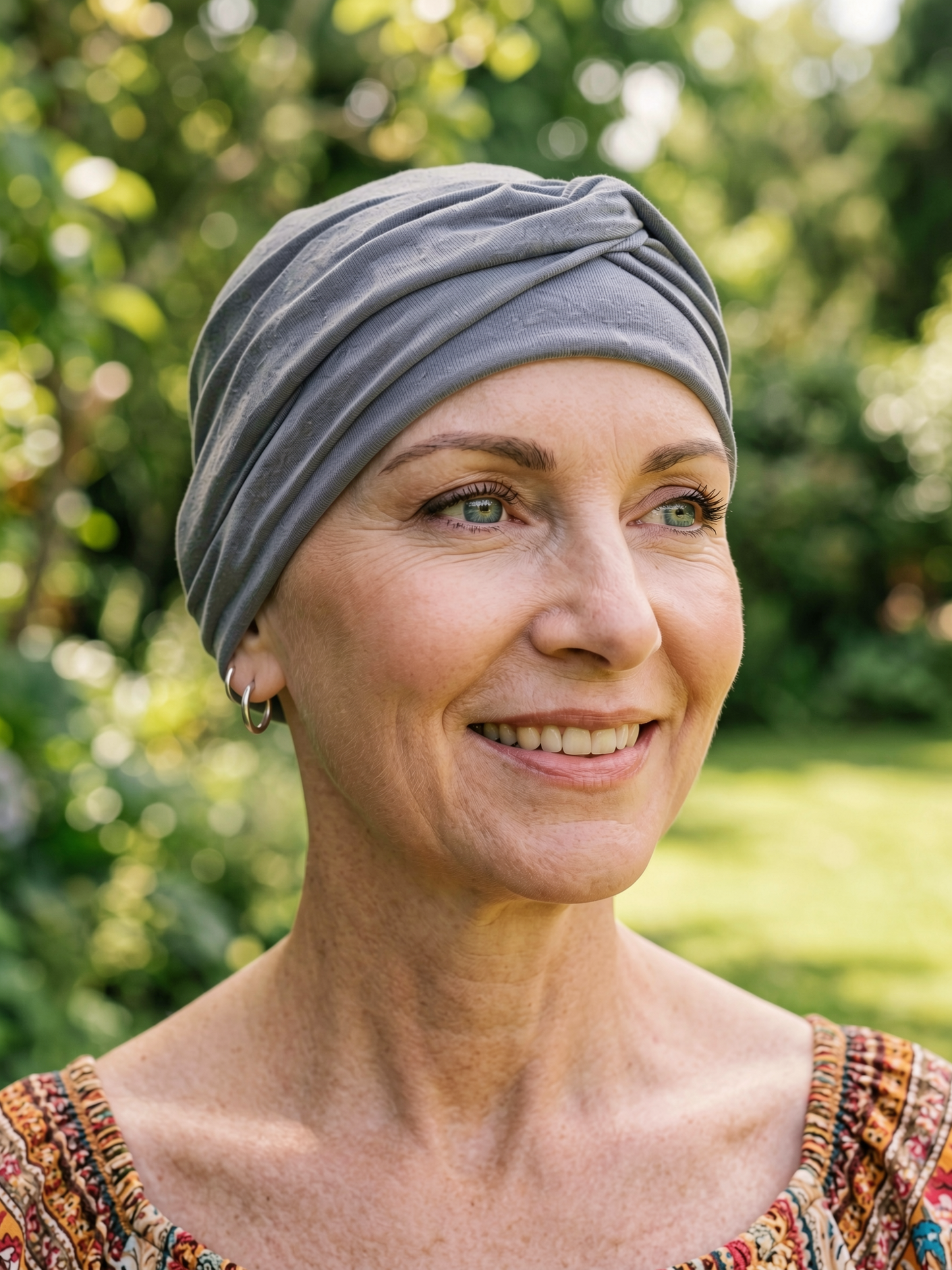 Soft comfortable chemo hat and removable twist headband - Suzie dark grey
