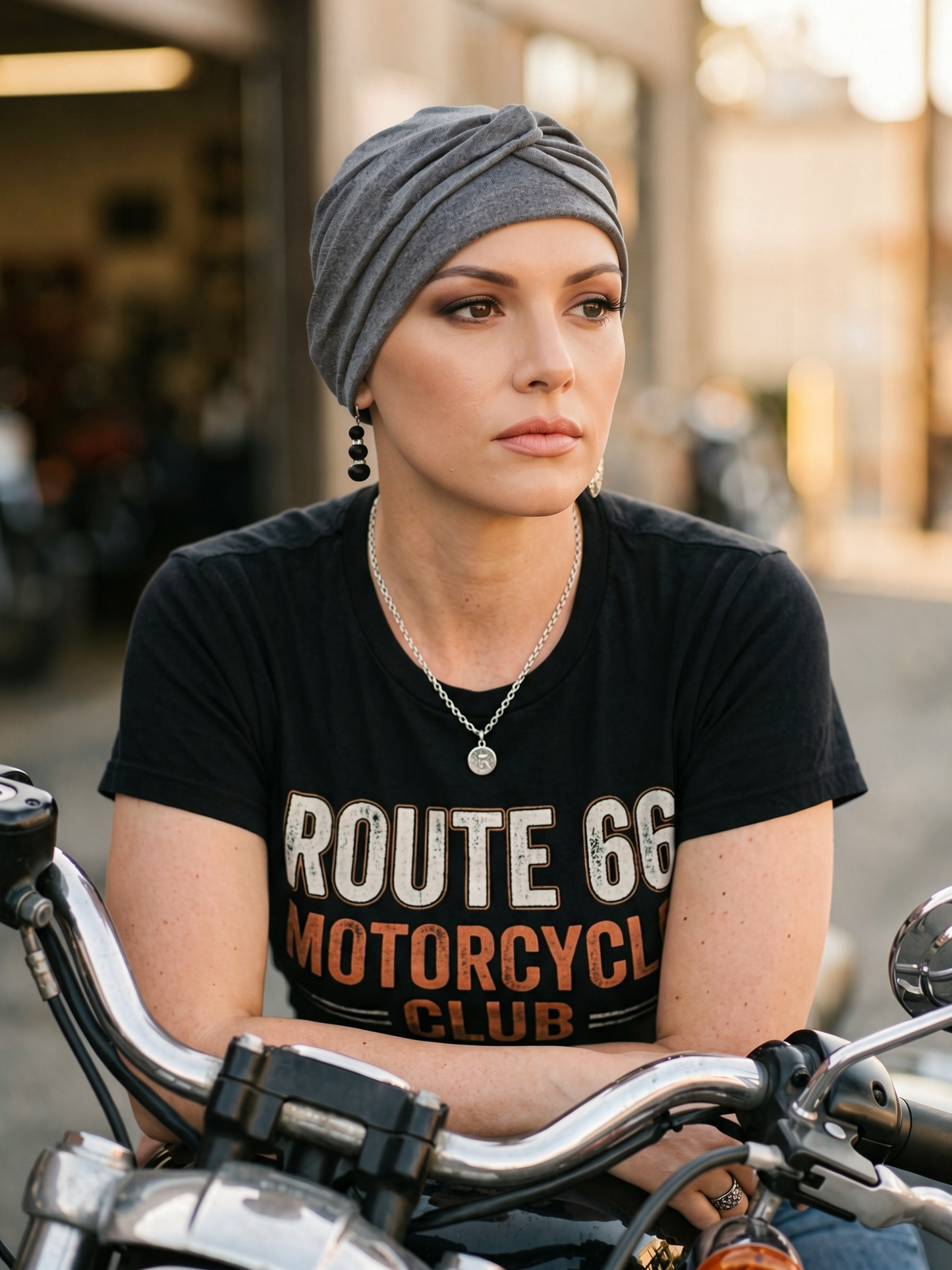Soft jersey chemo hats for hair loss with removable twist headband - Suzie dark grey marl