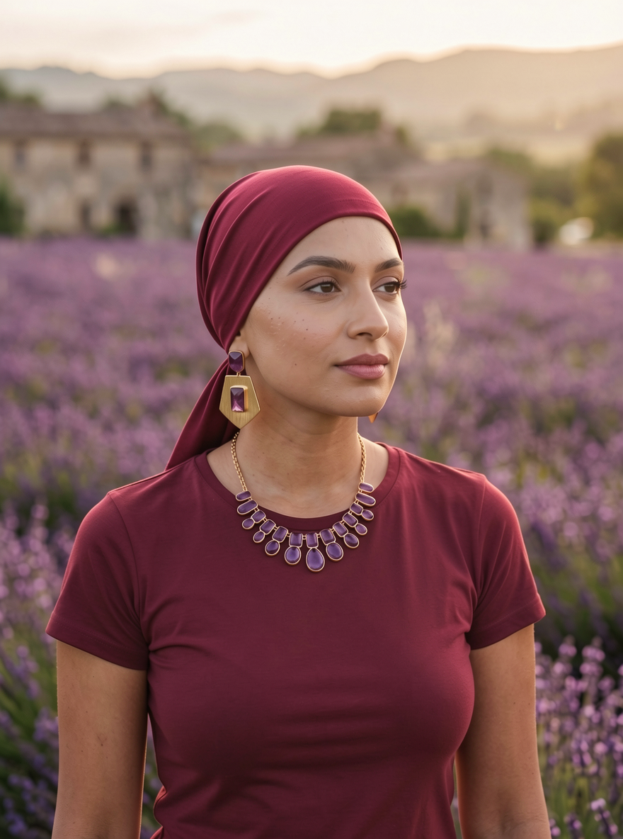 Soft lightweight jersey chemo bandana - pre tied chemo scarf - Kiki wine