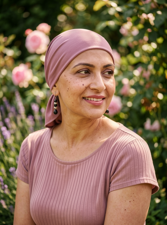 Soft lightweight jersey chemo bandana - pre tied chemo scarf - Kiki rose