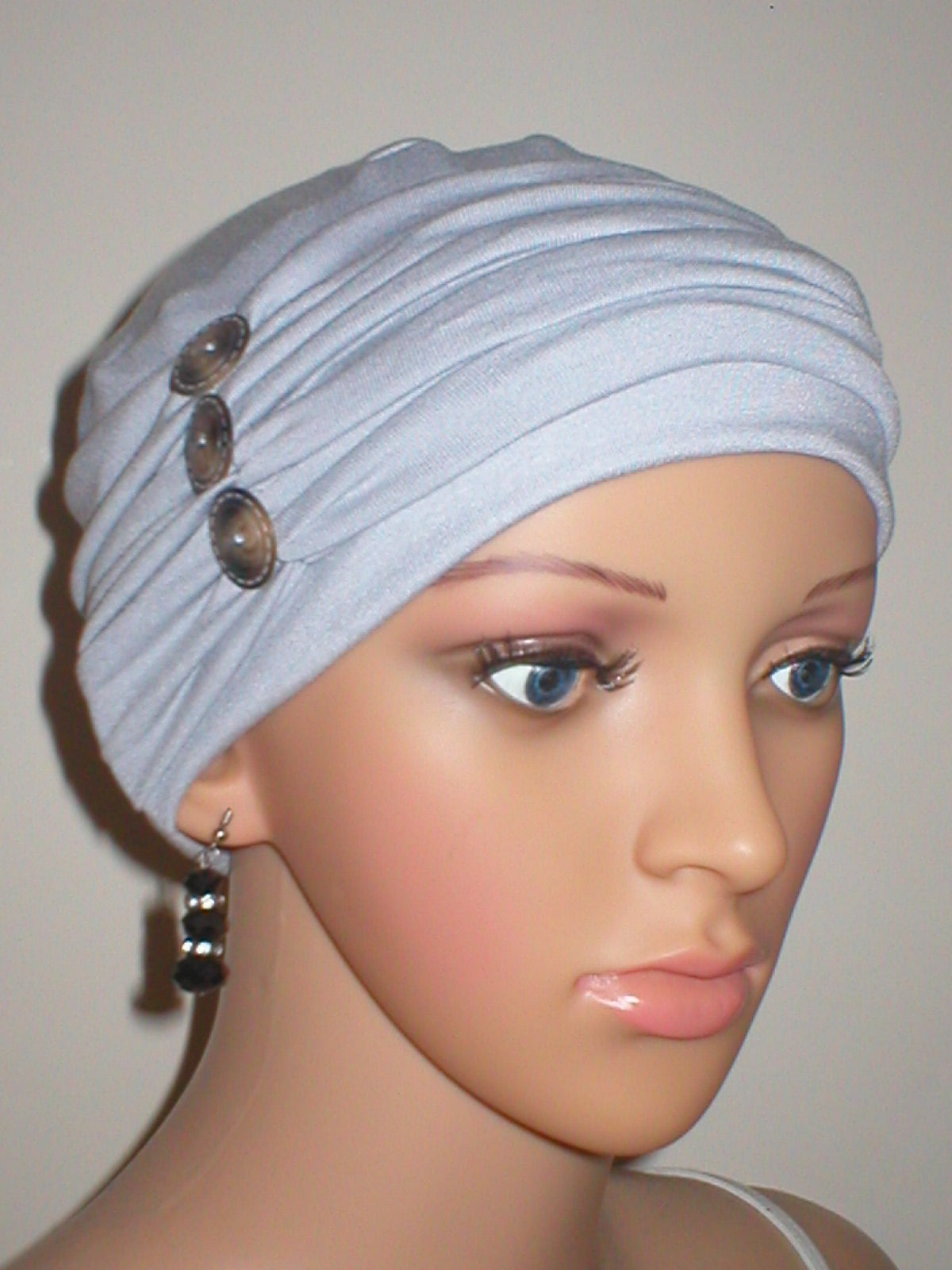 soft breathable comfortable chemo hat and removable twist headband - Full coverage chemo headwear for cancer hairloss or Alopecia - Billie silver