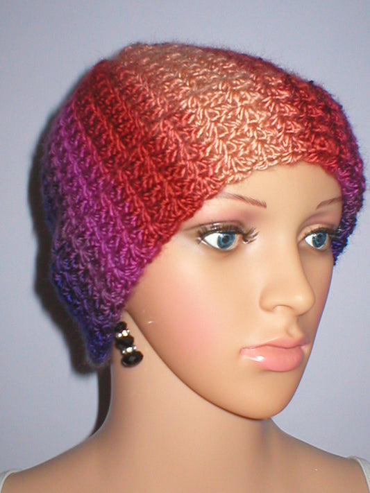 Soft hand crochet beanie with turn up - Cosmic