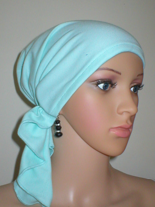 Cotton jersey elasticated chemo bandana/ chemo scarf - Lizzie spearmint