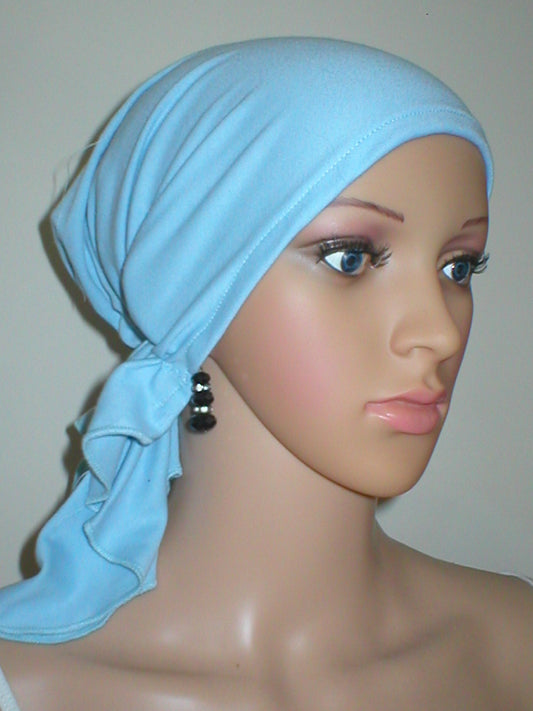 Soft cotton jersey elasticated bandana - Lizzie baby blue