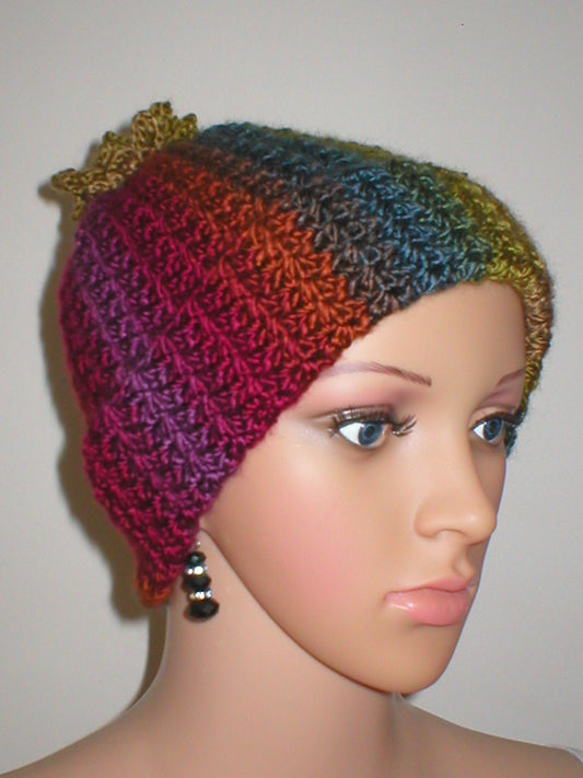 Supersoft hand crocheted beanie with crochet pom pom - Folk