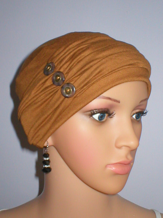 Soft jersey headband with button headband - Billie ochre