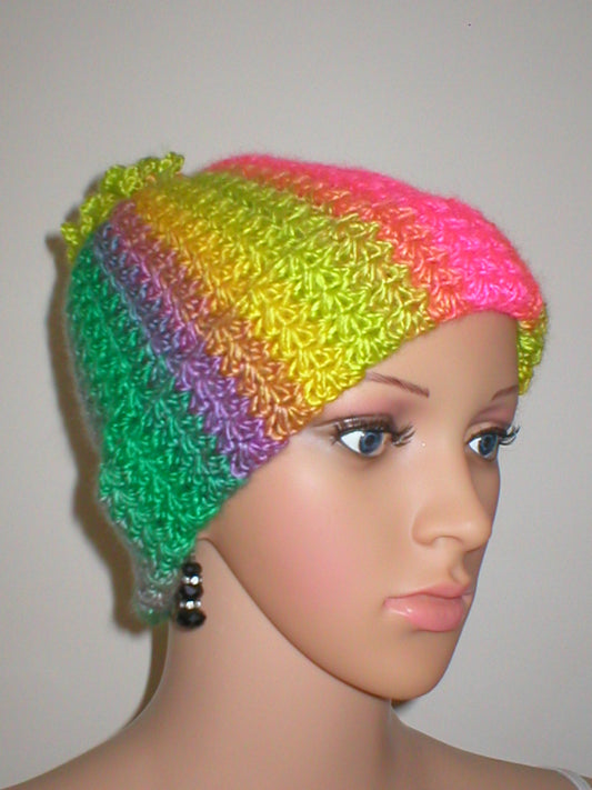 Supersoft hand crocheted beanie with crochet pom pom - Unicorn